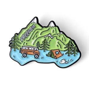 Adventure Awaits! Freedom Enamel Pin | Camping Mountain Van Life Lapel Pin NWOT